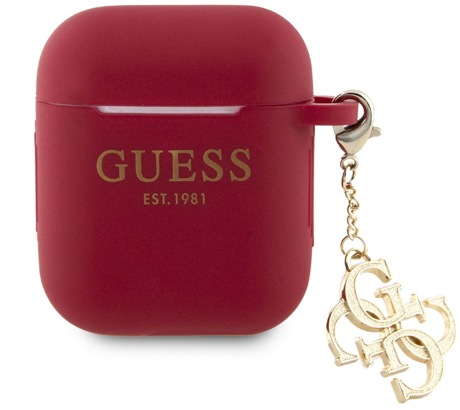 Чехол Guess Diamond Charm для Airpods 1/2, фуксия