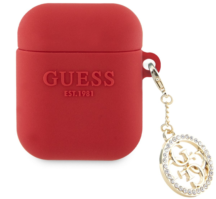 Чехол Guess Diamond Charm для Airpods 1/2, фуксия