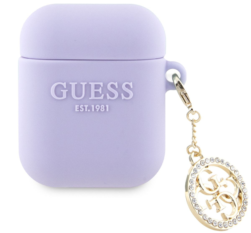 Чехол Guess Diamond Charm для Airpods 1/2, пурпурный