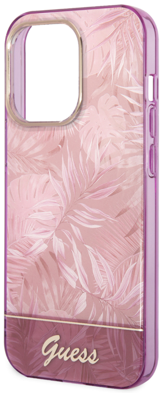 Чехол Guess Jungle Electroplated для iPhone 14 Pro Max, розовый