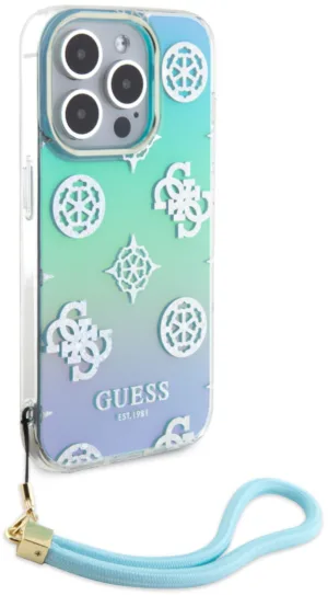 Чехол Guess Peony glitter для iPhone 15 Pro Max, бирюзовый
