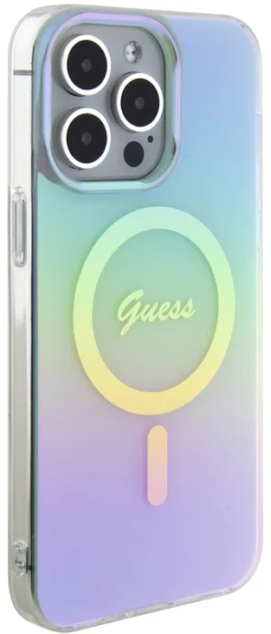 Чехол Guess Script для iPhone 15 Pro MagSafe, бирюзовый