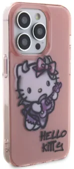 Чехол Hello Kitty Graffiti Guitar для iPhone 15 Pro, розовый