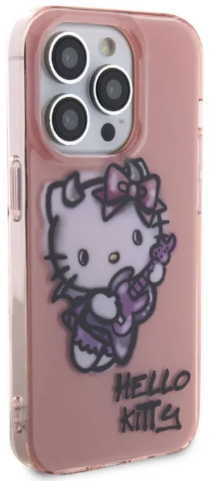 Чехол Hello Kitty Graffiti Guitar для iPhone 15 Pro, розовый