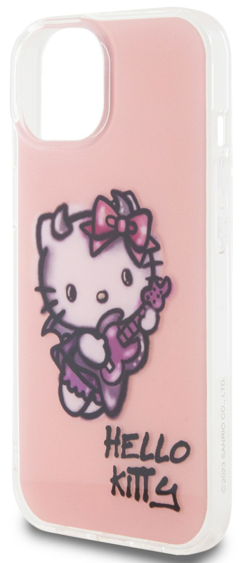 Чехол Hello Kitty Graffiti Guitar для iPhone 15, розовый