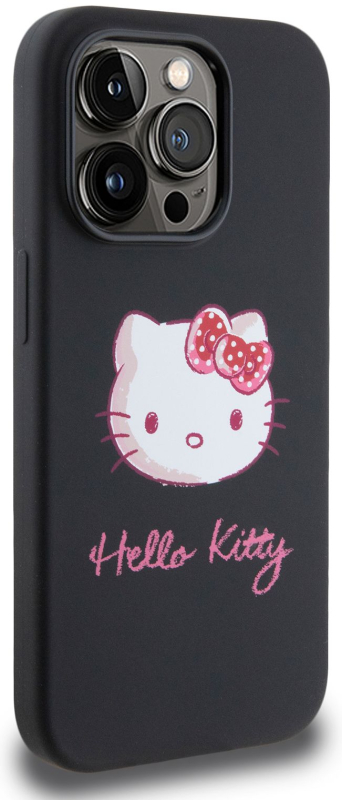 Чехол Hello Kitty Sketch Head для iPhone 15 Pro, розовый/черный
