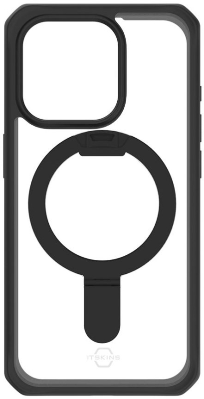 Чехол Itskins HYBRID R STAND для iPhone 15 Pro, черный/прозрачный