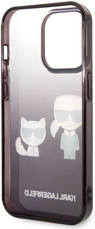 Чехол Karl Lagerfeld & Choupette для iPhone 14 Pro, черный градиент
