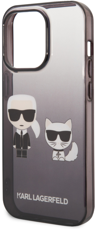 Чехол Karl Lagerfeld & Choupette для iPhone 14 Pro, черный градиент
