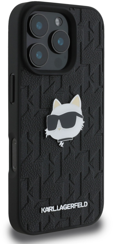 Чехол Karl Lagerfeld Monogram Choupette для iPhone 16 Pro Max, черный