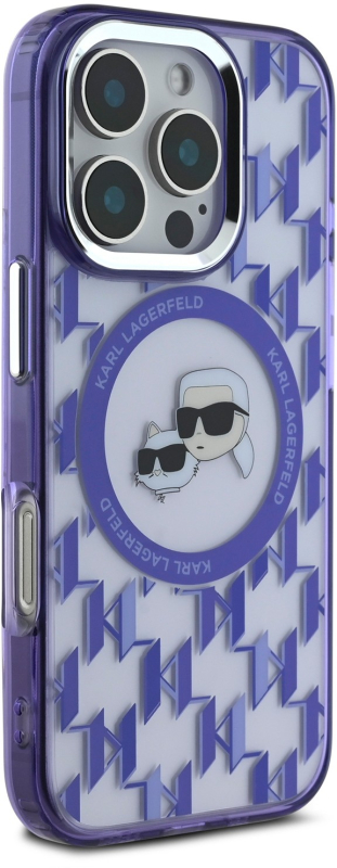 Чехол Karl Lagerfeld Monogram NFT & Choupette MagSafe для iPhone 16 Pro Max, фиолетовый