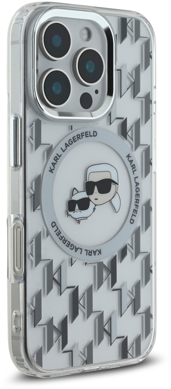 Чехол Karl Lagerfeld Monogram NFT & Choupette MagSafe для iPhone 16 Pro, прозрачный