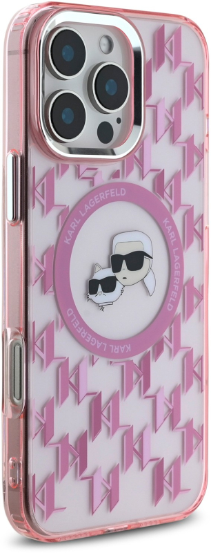 Чехол Karl Lagerfeld Monogram NFT & Choupette MagSafe для iPhone 16 Pro, розовый