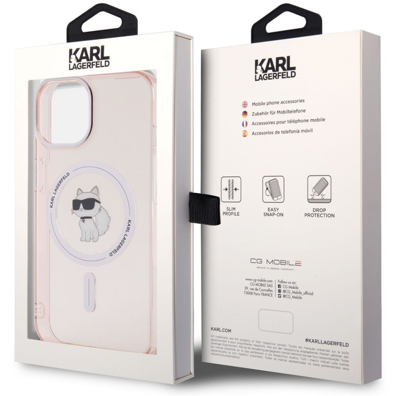 Чехол Karl Lagerfeld NFT Choupette для iPhone 15 MagSafe, розовый