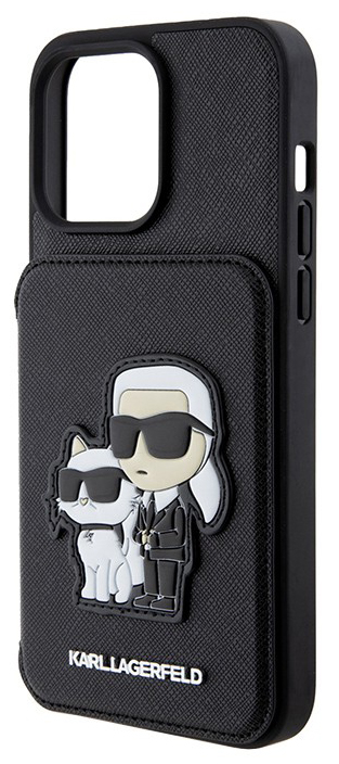 Чехол Karl Lagerfeld Saffiano & Choupette Cardslot для iPhone 15 Pro Max, черный
