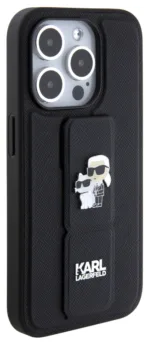 Чехол Karl Lagerfeld Saffiano GripStand & Choupette для iPhone 15 Pro, черный