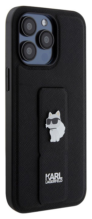 Чехол Karl Lagerfeld Saffiano GripStand Choupette для iPhone 15 Pro, черный