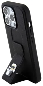 Чехол Karl Lagerfeld Saffiano GripStand & Choupette для iPhone 15 Pro, черный