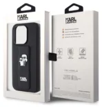 Чехол Karl Lagerfeld Saffiano GripStand & Choupette для iPhone 15 Pro, черный