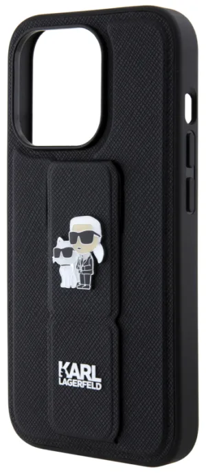 Чехол Karl Lagerfeld Saffiano GripStand & Choupette для iPhone 15 Pro, черный