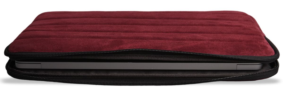 Чехол-конверт Bustha Puffer Sleeve для Macbook Air/Pro 14″ (18/22), кожа/замша, бордовый