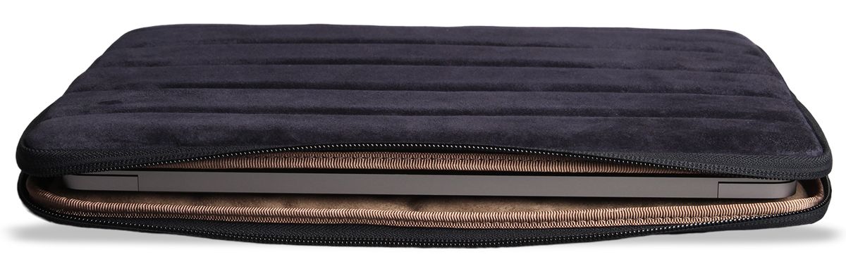 Чехол-конверт Bustha Puffer Sleeve для Macbook Air/Pro 14″ (18/22), кожа/замша, темно-синий