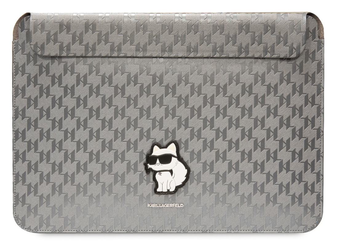 Чехол-конверт Karl Lagerfeld Saffiano Sleeve Monogram Choupette для ноутбуков 14″, серебряный