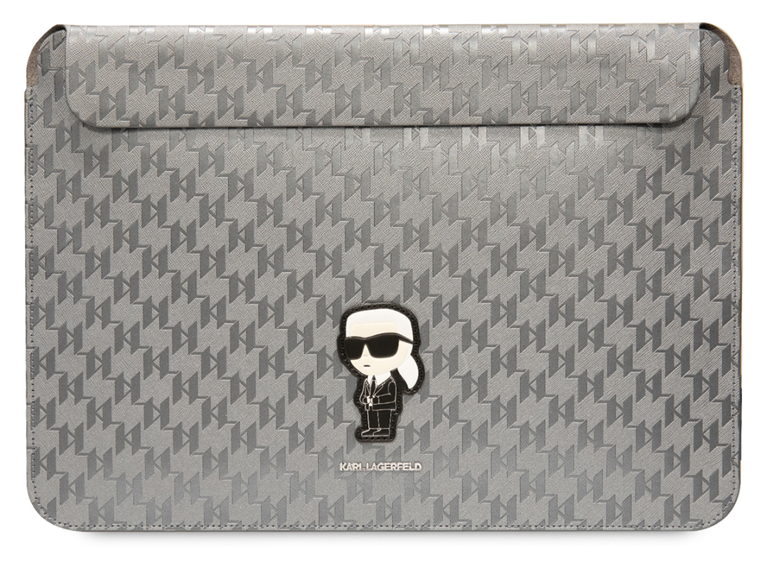 Чехол-конверт Karl Lagerfeld Saffiano Sleeve Monogram Ikonik для ноутбуков 14″, серебряный