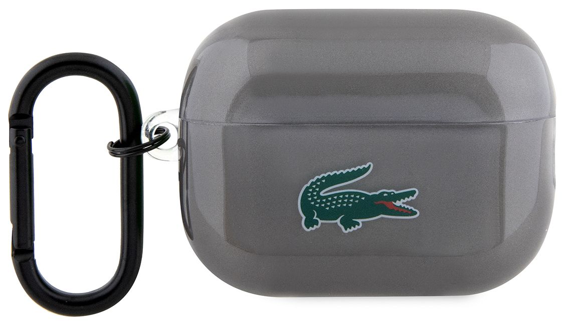 Чехол Lacoste Croc Logo для AirPods Pro 2, силикон, прозрачный/черный