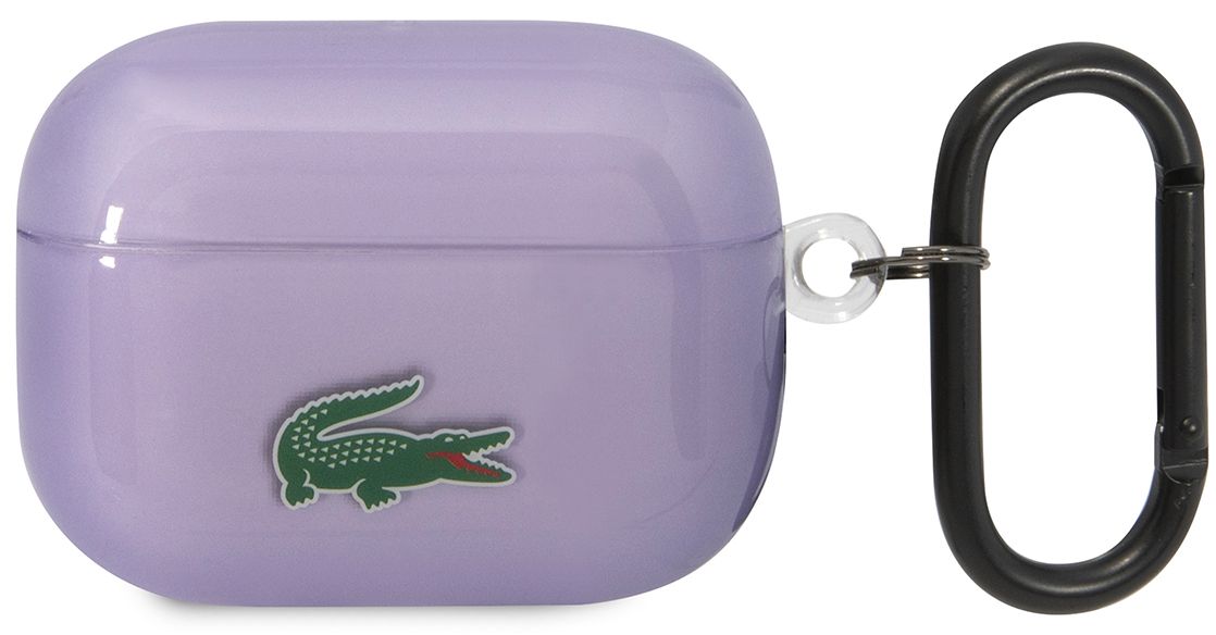 Чехол Lacoste Croc Logo для AirPods Pro, пластик, прозрачный/розовый