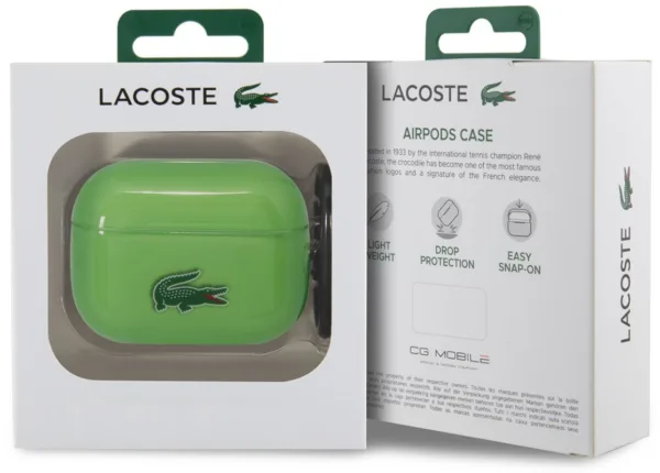 Чехол Lacoste Croc Logo для AirPods Pro, пластик, прозрачный/зеленый