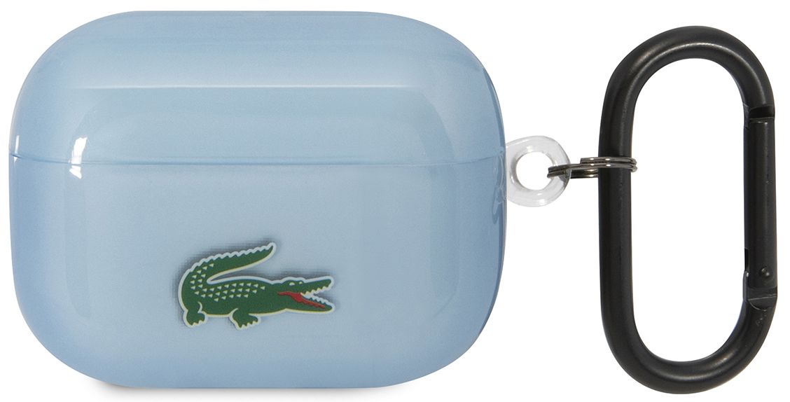 Чехол Lacoste Croc Logo для AirPods Pro, силикон, прозрачный/голубой