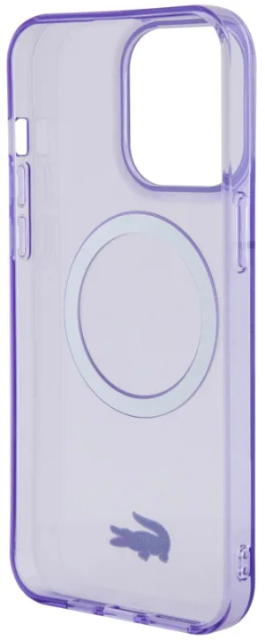 Чехол Lacoste Hard Logo для iPhone 15 Pro MagSafe, прозрачный/фиолетовый