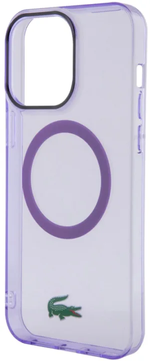 Чехол Lacoste Hard Logo для iPhone 15 Pro MagSafe, прозрачный/фиолетовый