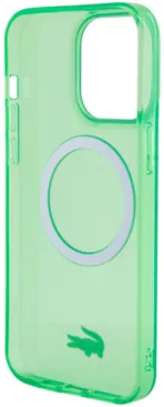 Чехол Lacoste Hard Logo для iPhone 15 Pro MagSafe, прозрачный/зеленый