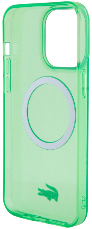 Чехол Lacoste Hard Logo для iPhone 15 Pro MagSafe, прозрачный/зеленый