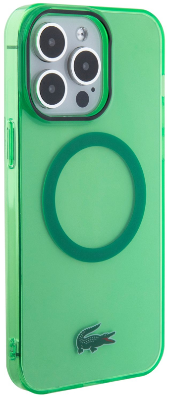 Чехол Lacoste Hard Logo для iPhone 15 Pro MagSafe, прозрачный/зеленый
