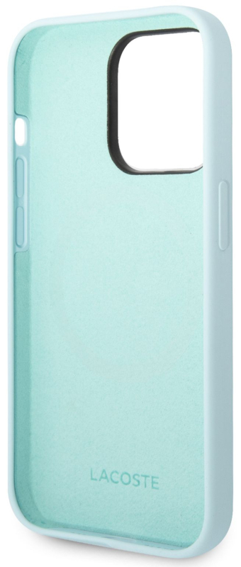 Чехол Lacoste Hard Logo для iPhone 15 Pro MagSafe, светло-голубой