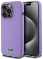 Чехол Lacoste Hard Logo для iPhone 15 Pro Max MagSafe, фиолетовый
