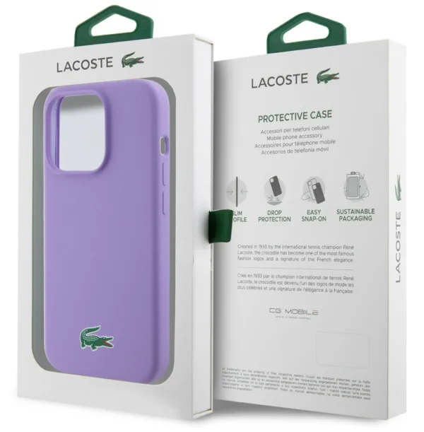 Чехол Lacoste Hard Logo для iPhone 15 Pro Max MagSafe, фиолетовый