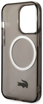Чехол Lacoste Hard Logo для iPhone 15 Pro Max MagSafe, прозрачный/черный