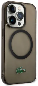 Чехол Lacoste Hard Logo для iPhone 15 Pro Max MagSafe, прозрачный/черный