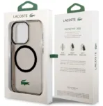 Чехол Lacoste Hard Logo для iPhone 15 Pro Max MagSafe, прозрачный/черный