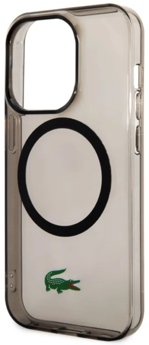 Чехол Lacoste Hard Logo для iPhone 15 Pro Max MagSafe, прозрачный/черный
