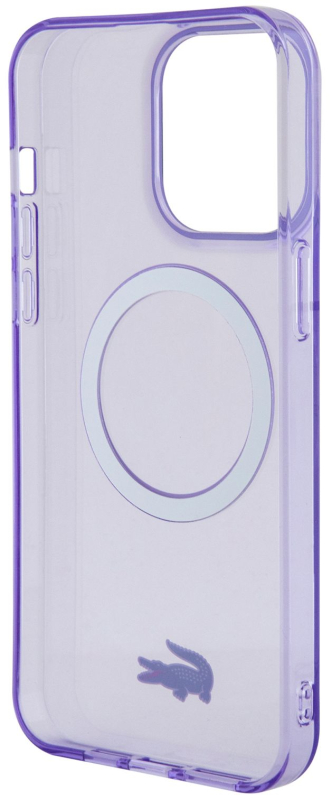 Чехол Lacoste Hard Logo для iPhone 15 Pro Max MagSafe, прозрачный/розовый