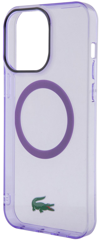 Чехол Lacoste Hard Logo для iPhone 15 Pro Max MagSafe, прозрачный/розовый