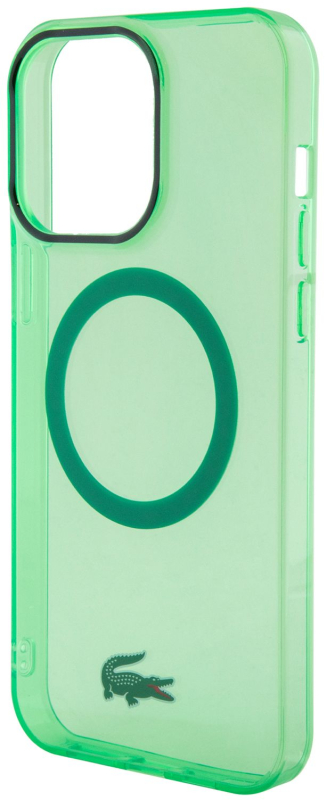 Чехол Lacoste Hard Logo для iPhone 15 Pro Max MagSafe, прозрачный/зеленый