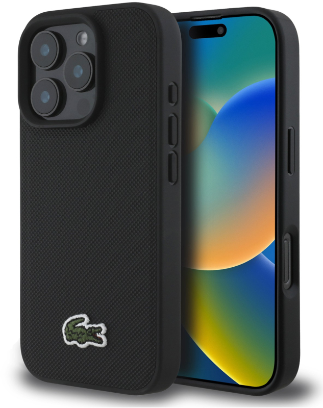 Чехол Lacoste Iconic Woven MagSafe для iPhone 16 Pro, черный
