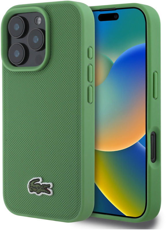 Чехол Lacoste Iconic Woven MagSafe для iPhone 16 Pro, зеленый