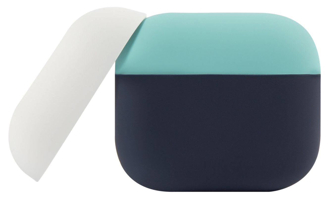 Чехол moonfish для AirPods 3 с двумя крышками, силикон, индиго+голубой+белый